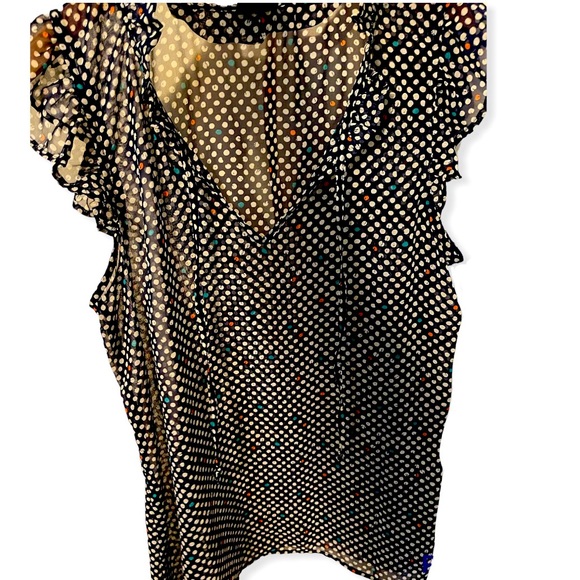 Bobeau sheer navy with dots top size L - Picture 1 of 4